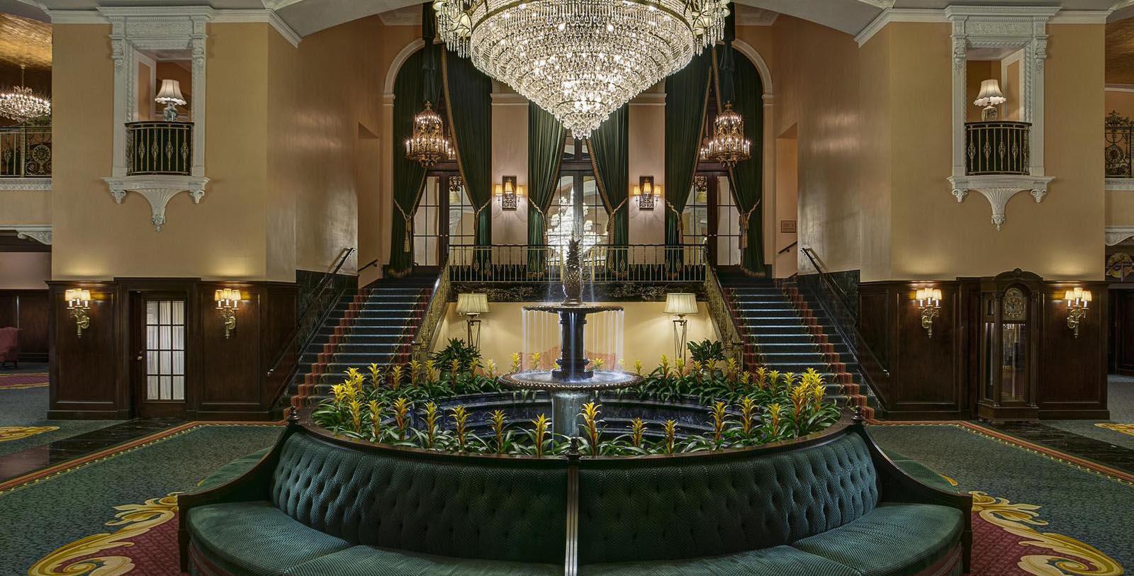 Image of Lobby at Amway Grand Plaza Hotel, 1913, 1913, Member of Historic Hotels of America, in Grand Rapids, Michigan, Special Offers, Discounted Rates, Families, Romantic Escape, Honeymoons, Anniversaries, Reunions