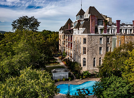 Image of Hotel Exterior 1886 Crescent Hotel & Spa, Member of Historic Hotels of America, in Eureka Springs, Arkansas, Special Offers, Discounted Rates, Families, Romantic Escape, Honeymoons, Anniversaries, Reunions