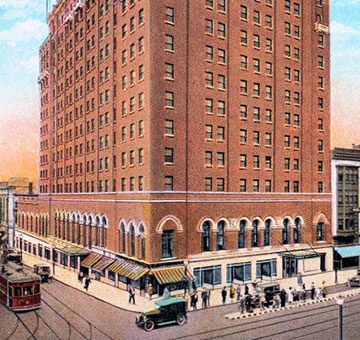 Vintage postcard depicting the exterior of Historic Americus Hotel.