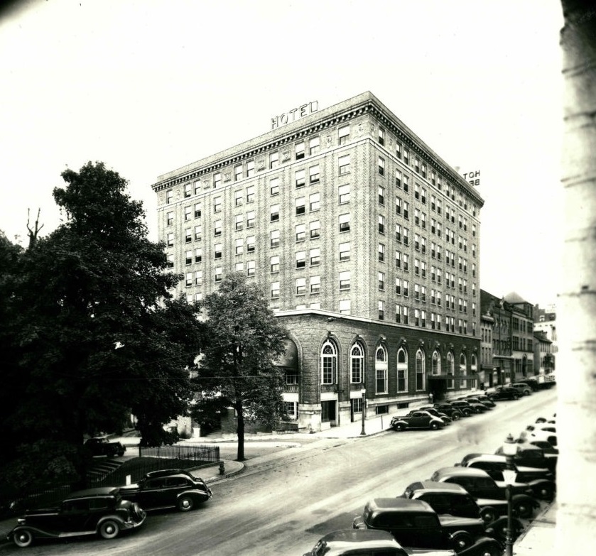 Historical Image of Exterior Aerial View, Historic Hotel Bethlehem, 1922, Member of Historic Hotels of America, in Bethlehem, Pennsylvania.
