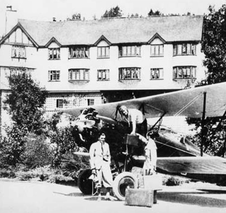 Historical Image of Airplane at Benbow Inn, 1926, Member of Historic Hotels of America, in Garberville, California.