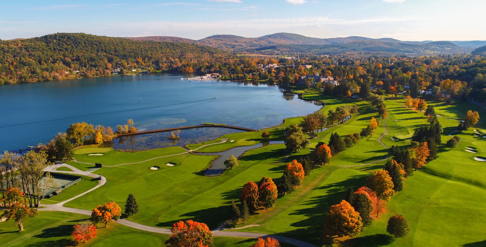 Image of Golf Course Aerial View, The Otesaga Hotel, 1909, Member of Historic Hotels of America, in Cooperstown, New York, Golf
