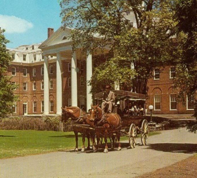 Historical Image of Exterior with Horse Carriage, The Otesaga Hotel, 1909, Member of Historic Hotels of America, in Cooperstown, New York.