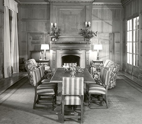 Historical Image of Formal Dining Space, The Otesaga Hotel, 1909, Member of Historic Hotels of America, in Cooperstown, New York.