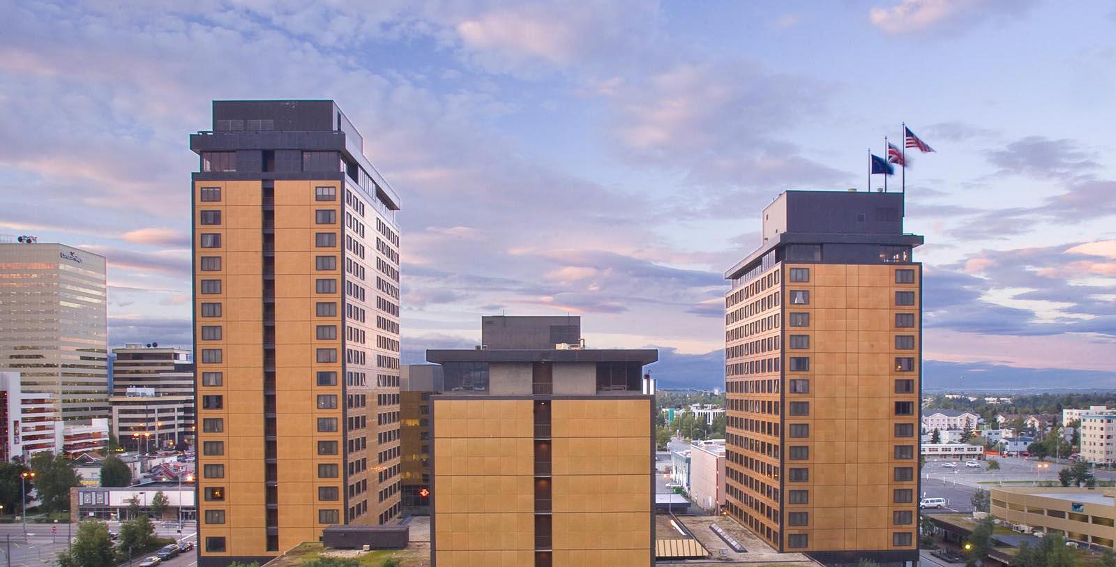 Image of Hotel Exterior, Hotel Captain Cook in Anchorage, Alaska, 1956, Member of Historic Hotels of America, Overview