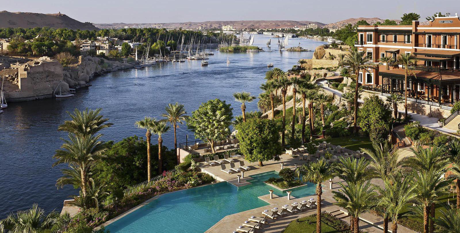 Image of Hotel Exterior Sofitel Legend Old Cataract Aswan, 1899, Member of Historic Hotels Worldwide, in Aswan, Egypt, Special Offers, Discounted Rates, Families, Romantic Escape, Honeymoons, Anniversaries, Reunions