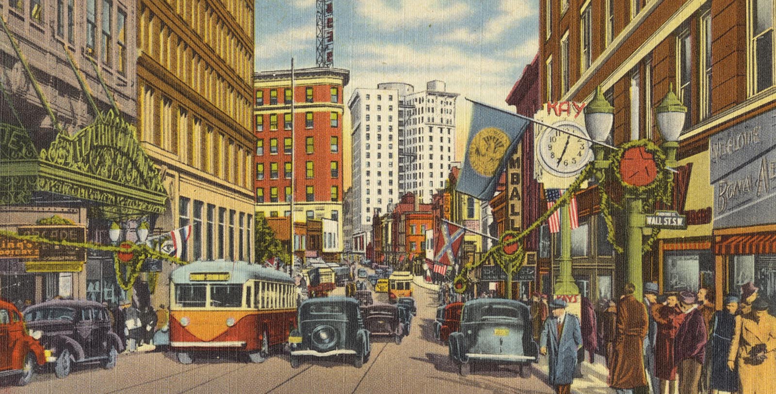 Historical Image of Peachtree Street, Ellis Hotel Atlanta, A Tribute Portfolio Hotel, 1911, Member of Historic Hotels of America, in Atlanta, Georgia, History