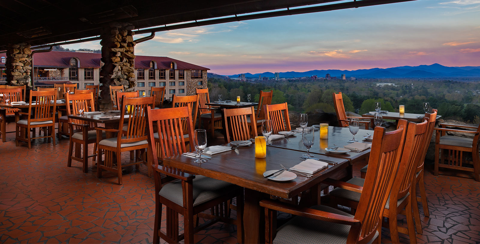Image of Sunset Terrace at The Omni Grove Park Inn, 1913, Member of Historic Hotels of America, in Asheville, North Carolina, Taste