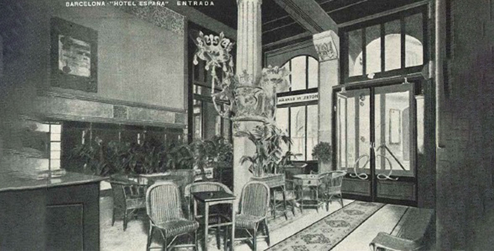 Historic Image of Reception Hall, Hotel España, 1859, a Member of Historic Hotels Worldwide in Barcelona, Spain, History