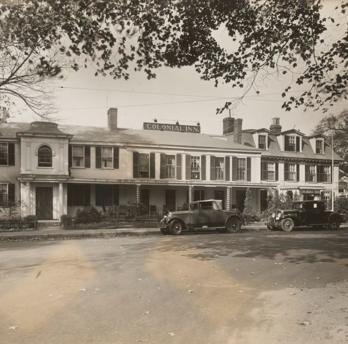Historical Image of Exterior, Concord's Colonial Inn, 1716, Member of Historic Hotels of America, in Concord, Massachusetts.