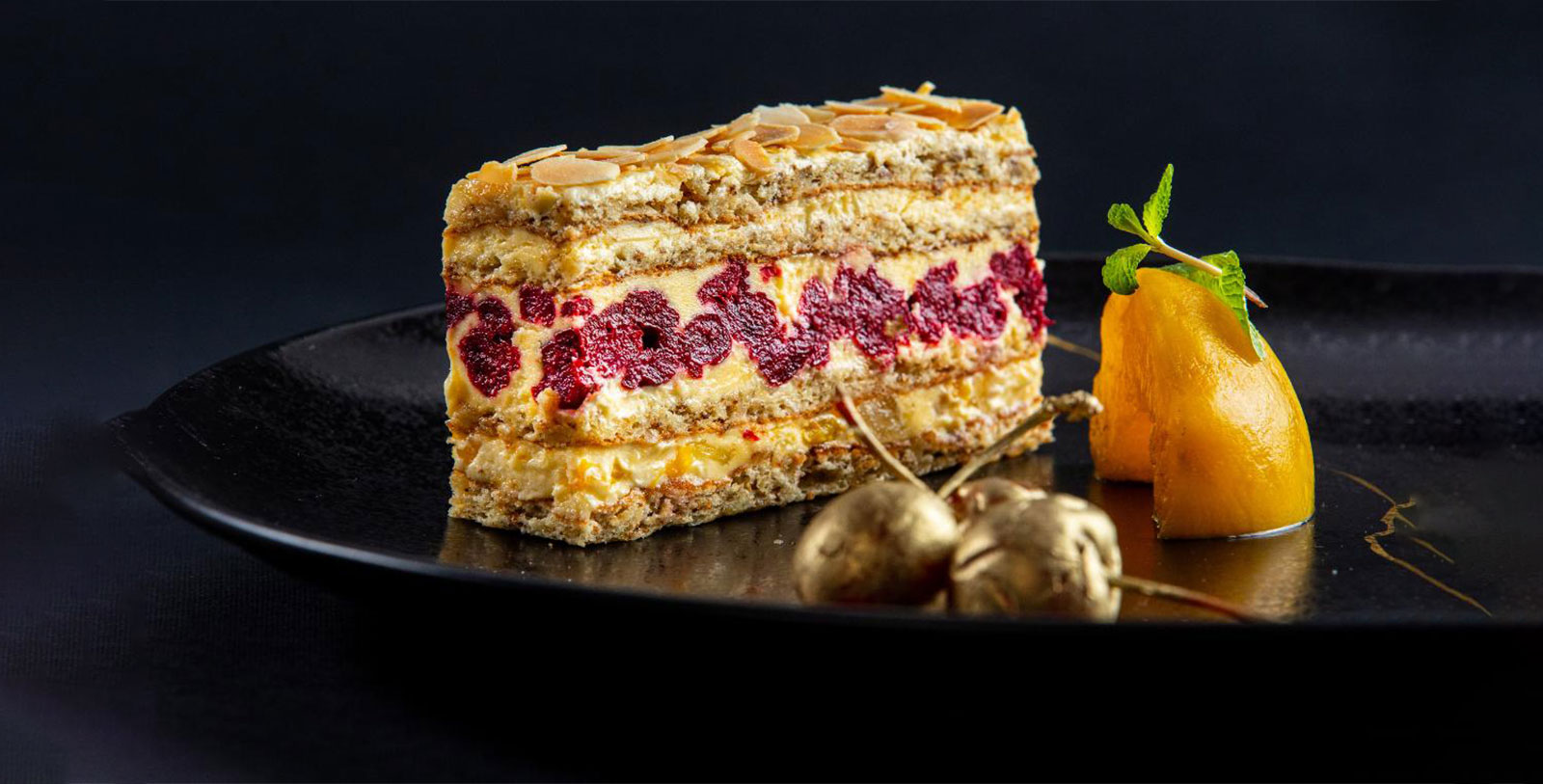 Taste the Moskva šnit, the signature cake of the Moskva Pastry Shop located inside the Hotel Moskva.