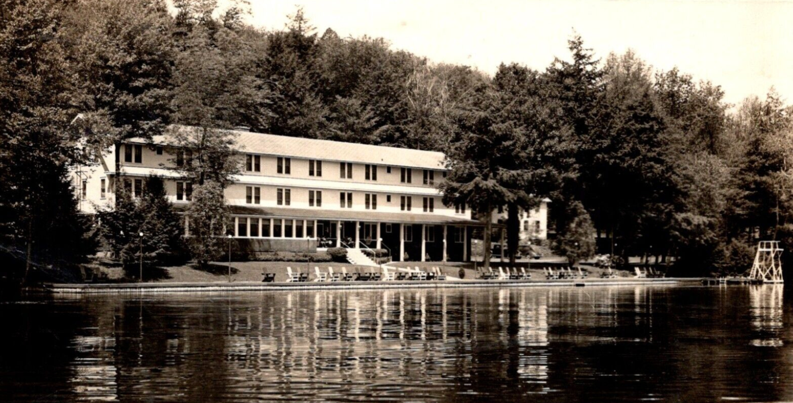 Historical image of Oquaga Lake and The Chestnut Inn, 1927, Member of Historic Hotels of America since 2023, in Deposit, New York