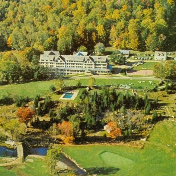 Historical Image of Exterior Aerial View, Eagle Mountain House, 1879, Member of Historic Hotels of America, in Jackson, New Hampshire.