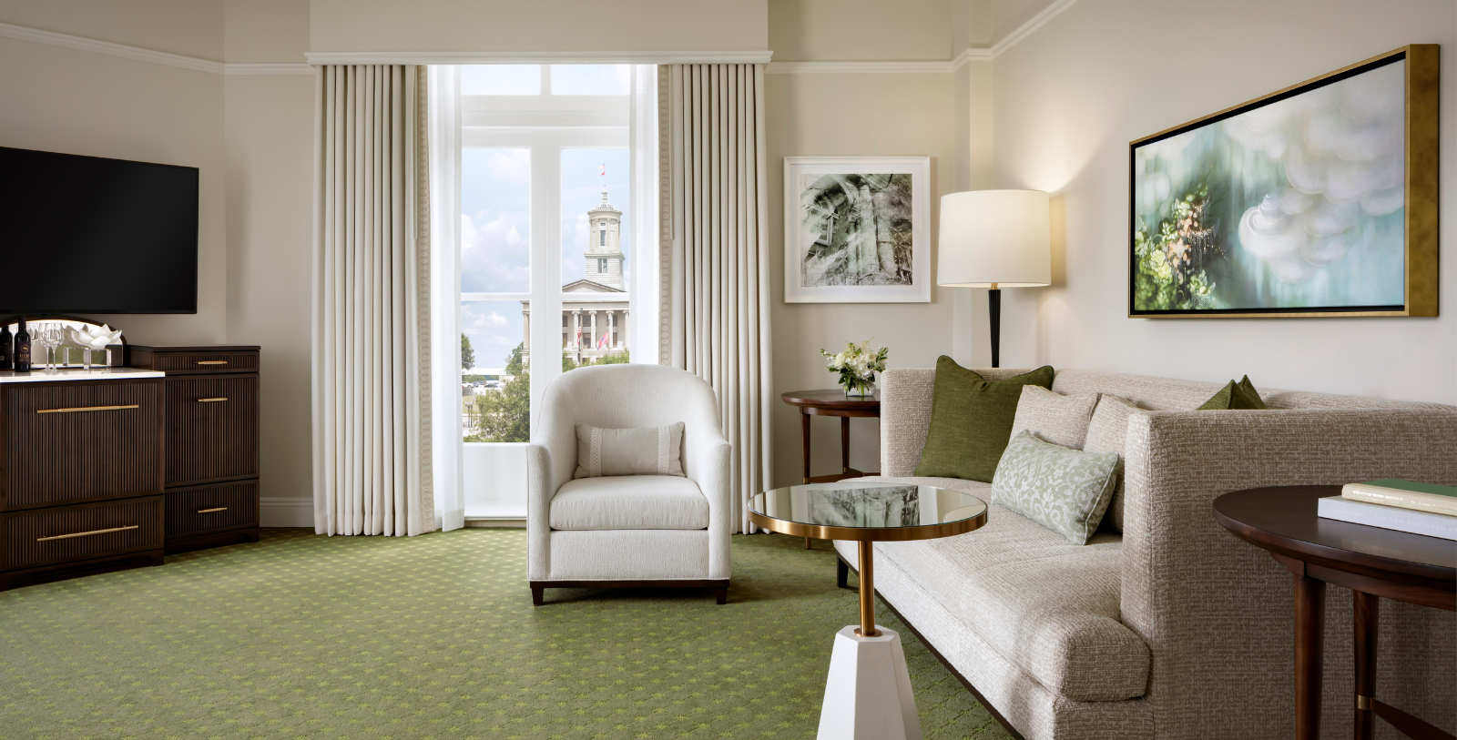 Image of Sitting Area of Studio Suite at The Hermitage Hotel, a member of Historic Hotels of America since 1996, located in Nashville, Tennessee