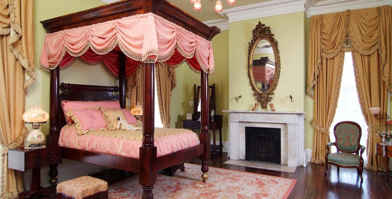 Image of Guestroom Interior, Nottoway Plantation and Resort, White Castle, Louisiana, 1859, Member of Historic Hotels of America, Location Map