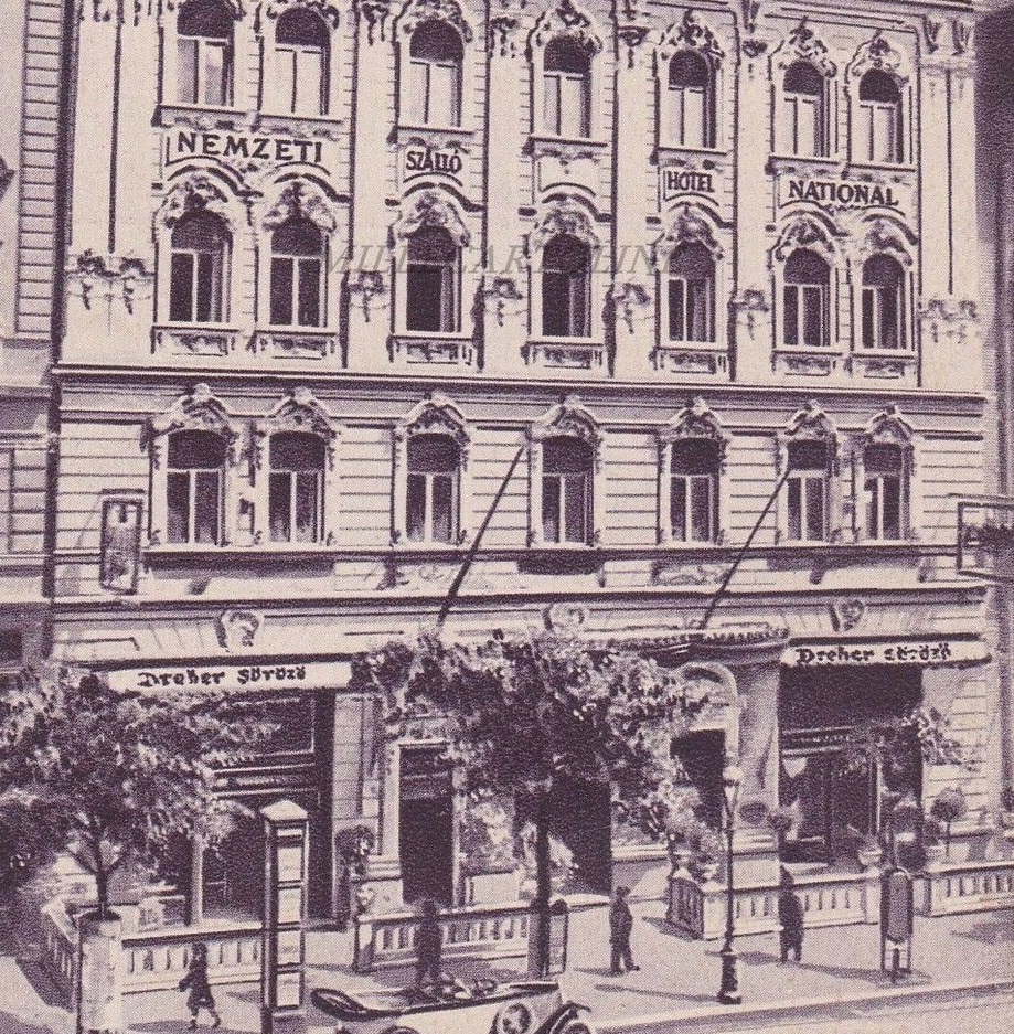 Historical Drawing of Exterior, Hotel Nemzeti Budapest - MGallery by Sofitel, 1896, Member of Historic Hotels Worldwide, in Budapest, Hungary.