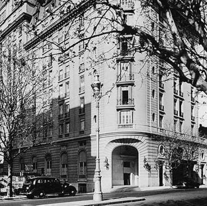Historical Image of Exterior Street View, Alvear Palace Hotel, 1932, Member of Historic Hotels Worldwide, in Buenos Aires, Argentina.