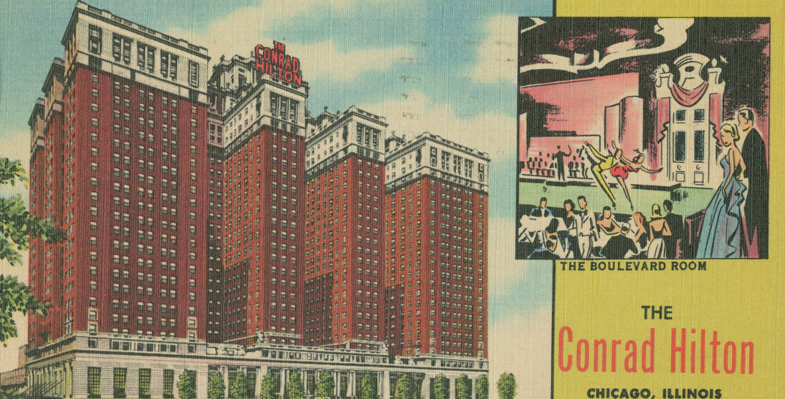 Image of Historic Postcard depicting the Conrad Hilton, Hilton Chicago, 1927, Member of Historic Hotels of America, Chicago, Illinois, History