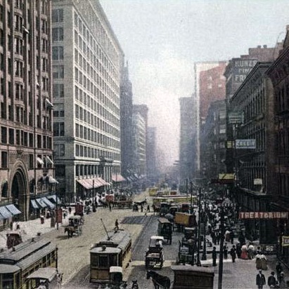 Historical Image of The Loop Circa 1907, Silversmith Hotel Chicago Downtown, 1897, Member of Historic Hotels of America, in Chicago, Illinois.