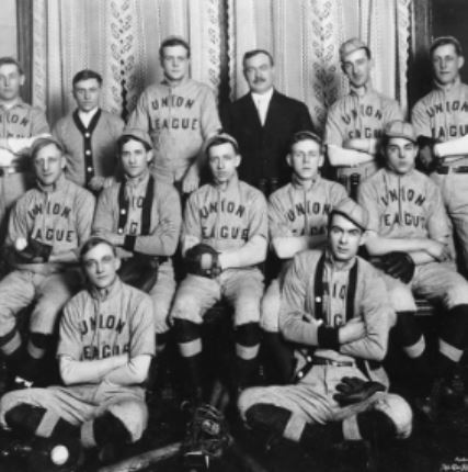 Historical Image of Club Baseball Team Circa 1910, Union League Club of Chicago, 1886, Member of Historic Hotels of America, in Chicago, Illinois.