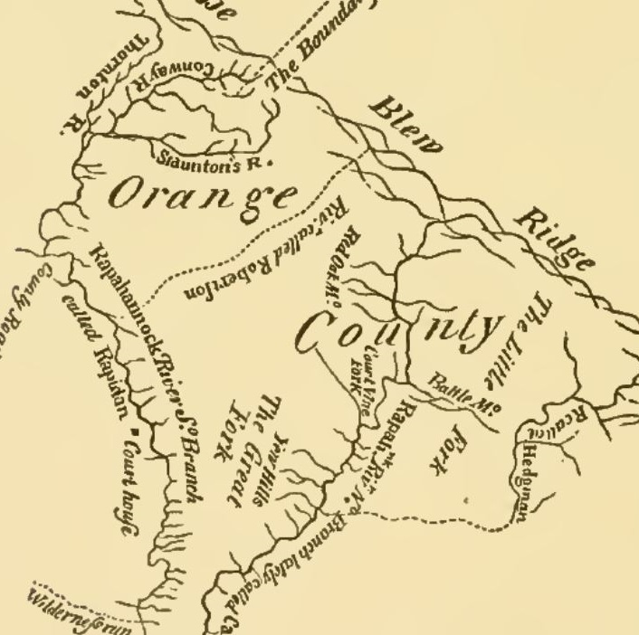 Historical Map of Orange County, Inn at Willow Grove, 1778, Member of Historic Hotels of America, in Orange, Virginia.