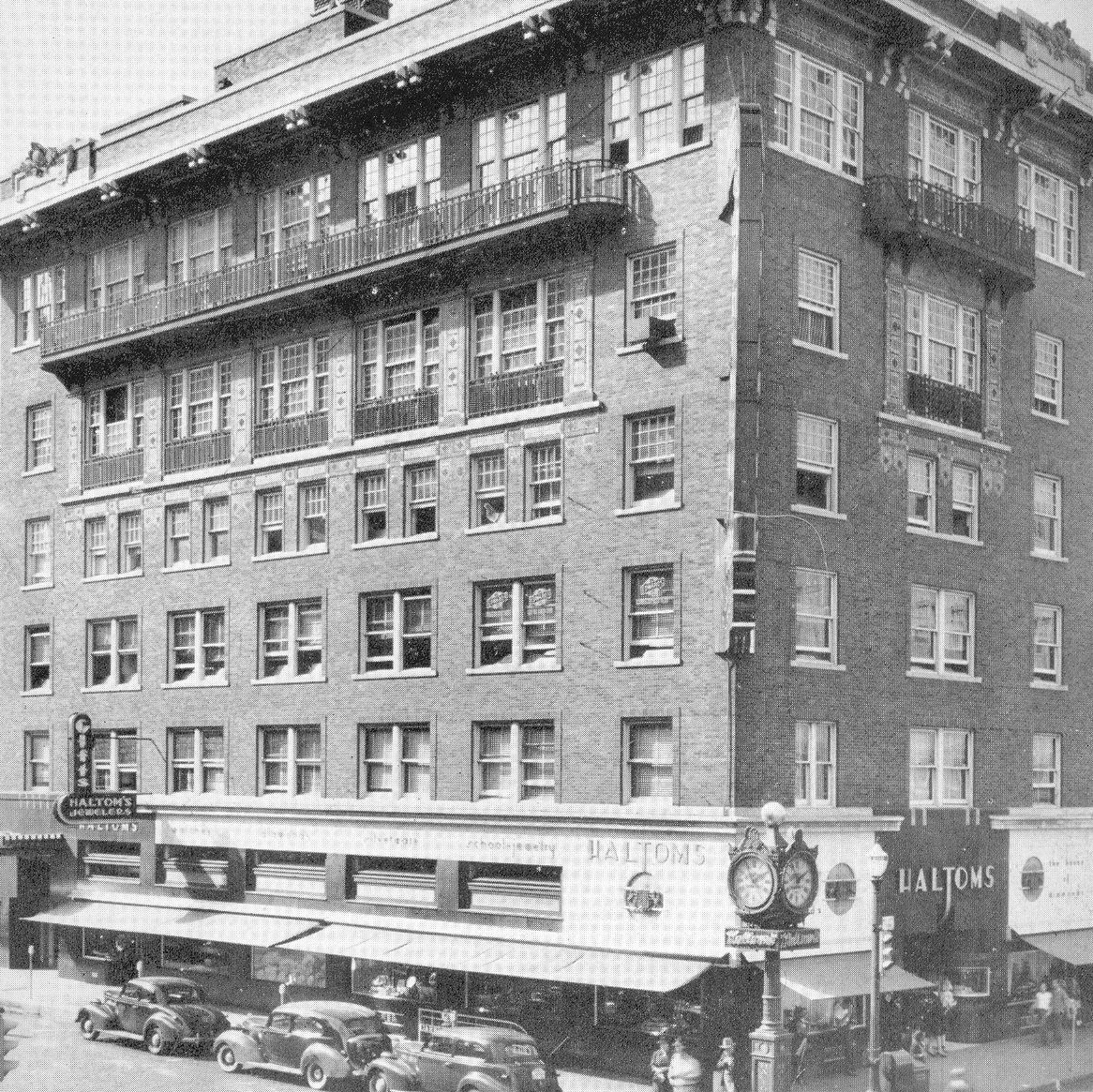 Historical Image of Exterior 1940s, The Ashton Hotel, 1915, Member of Historic Hotels of America, in Fort Worth, Texas.