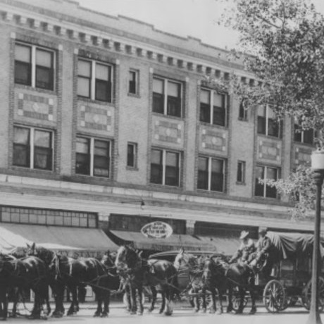 Historical Image of Exterior, The Andrus Hotel, 1917, Member of Historic Hotels of America, in Dillon, Montana.