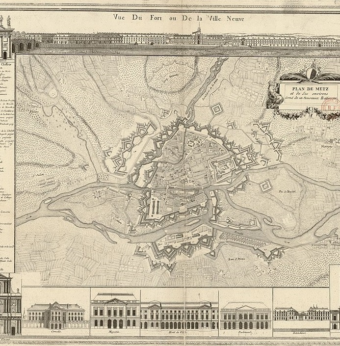 Historical Map of the Citadel Circa 1770s, Hotel La Citadelle Metz - MGallery by Sofitel, 1550s, Member of Historic Hotels Worldwide, in Metz, France.
