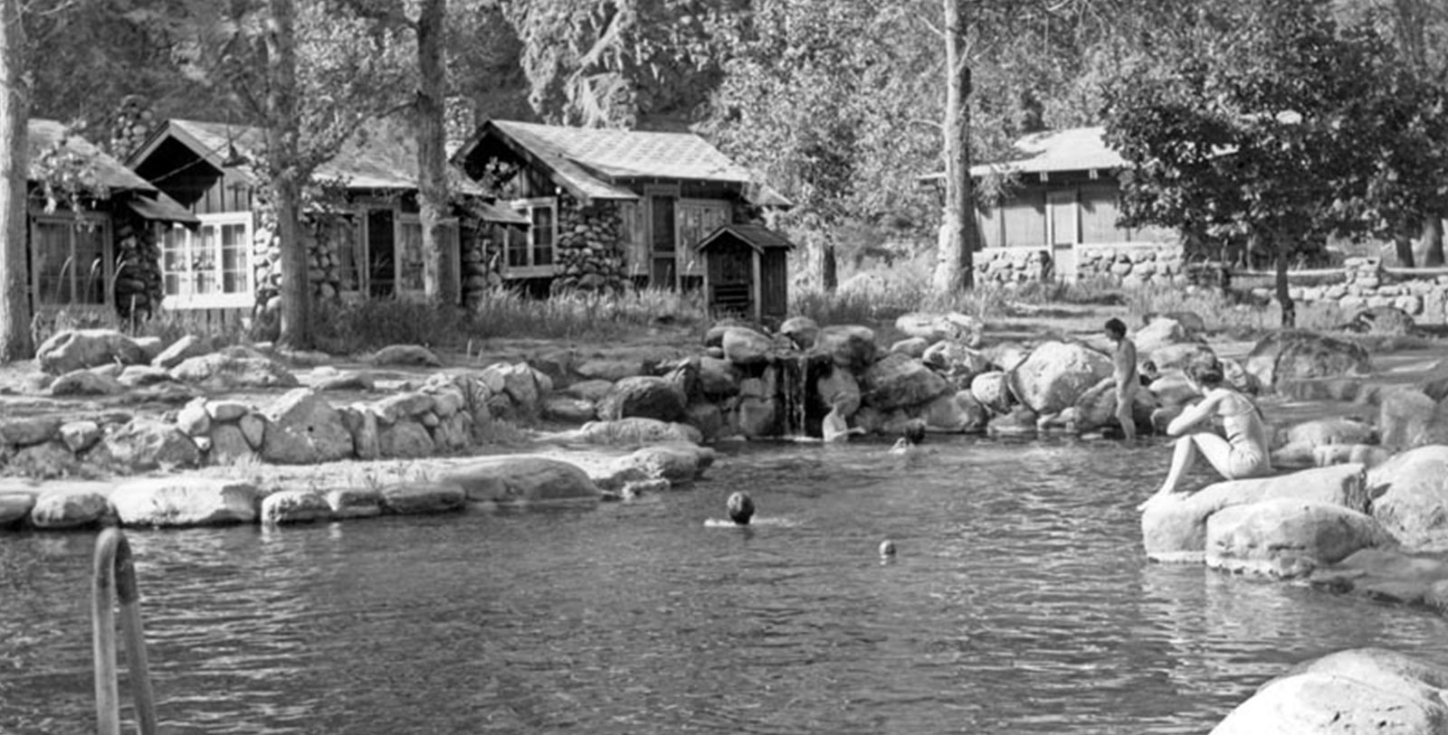 Historical Image of Exterior with Pool, Phantom Ranch, 1922, Member of Historic Hotels of America, in Grand Canyon, Arizona.