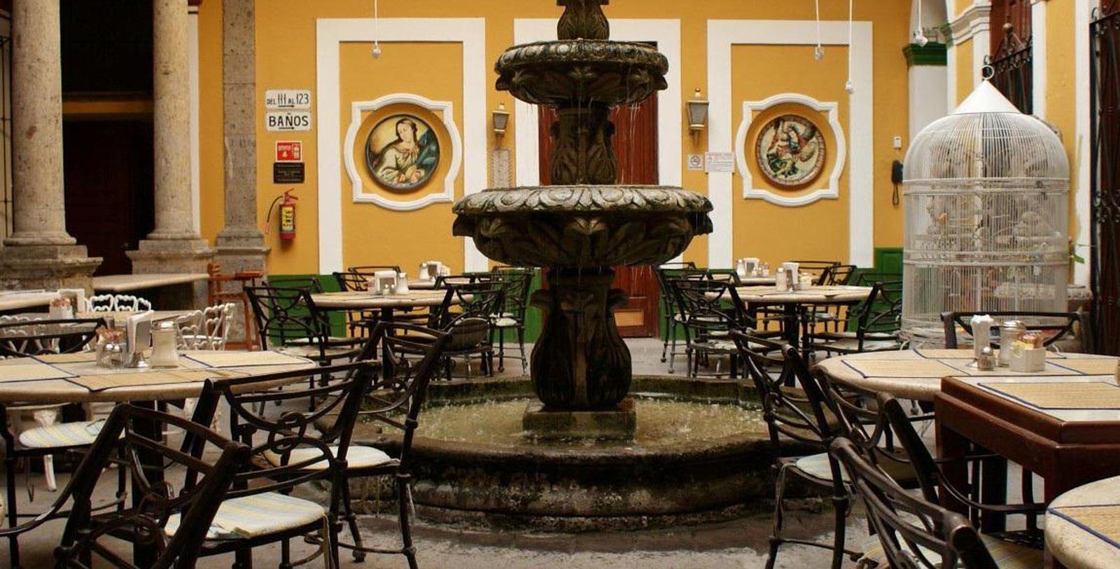 Image of Courtyard Seating & Fountain, Hotel San Francisco Plaza, Guadalajara, 1896, Member of Historic Hotels Worldwide, Discover