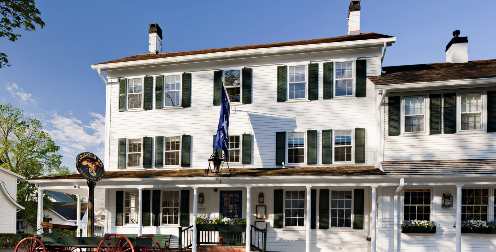 Image of Hotel Exterior of The Griswold Inn, 1776, a Member of Historic Hotels of America in Essex, Connecticut. 