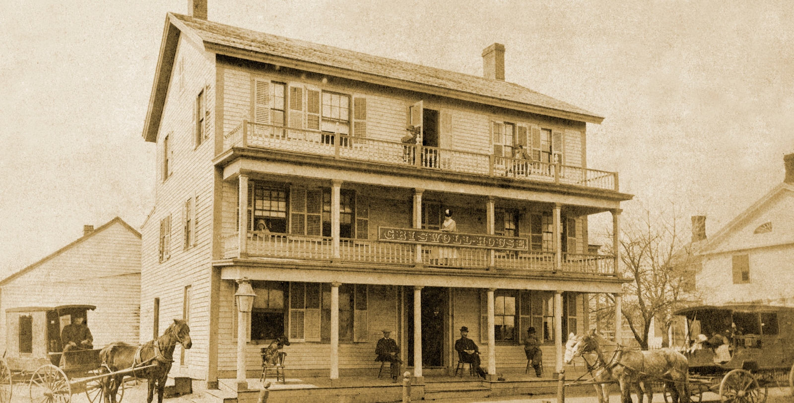Historical Image of Hotel Exterior of The Griswold Inn, 1776, a Member of Historic Hotels of America in Essex, Connecticut. 