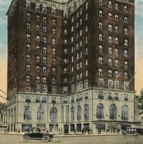 Historical Image of Exterior Street View, The Westin Poinsett, 1925, Member of Historic Hotels of America, in Greeneville, South Carolina.