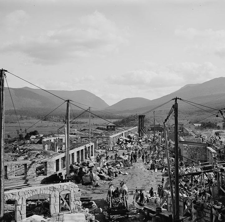 Historical Image of Construction Work Circa 1900s, Omni Mount Washington, 1902, Member of Historic Hotels of America, Bretton Woods, New Hampshire.