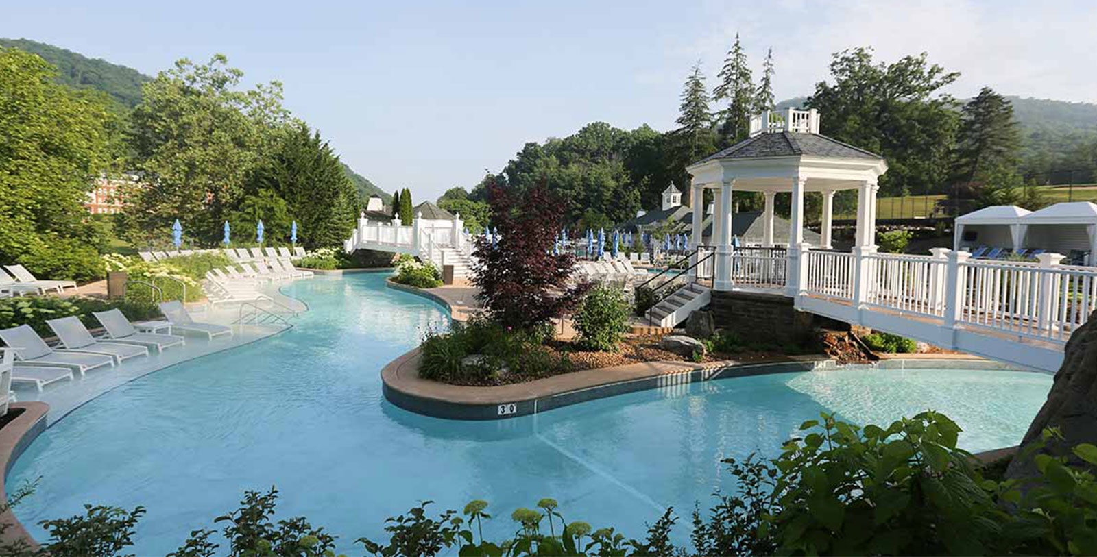 Explore the grounds of The Omni Homestead Resort while floating down a lazy river.