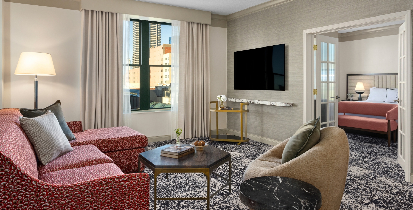 Image of Suite Guestroom & Sprial Staircase, Omni Severin Hotel, Indianapolis, Indiana, 1913, Member of Historic Hotels of America, Hot Deals