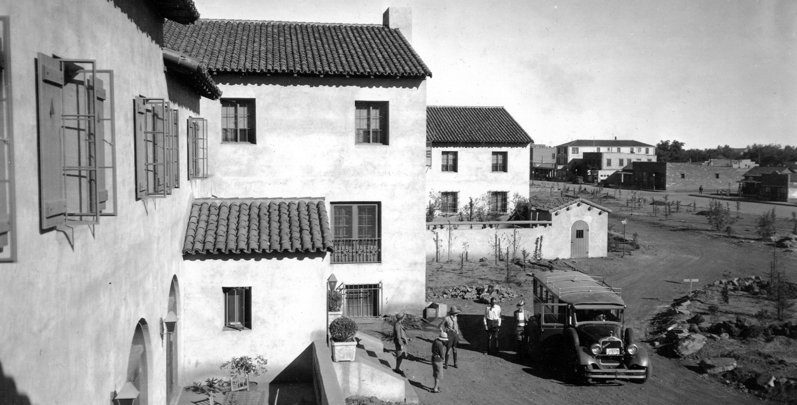 Historical Image of Hotel Exterior of La Posada, 1930, a Member of Historic Hotels of America in Winslow, Arizona.