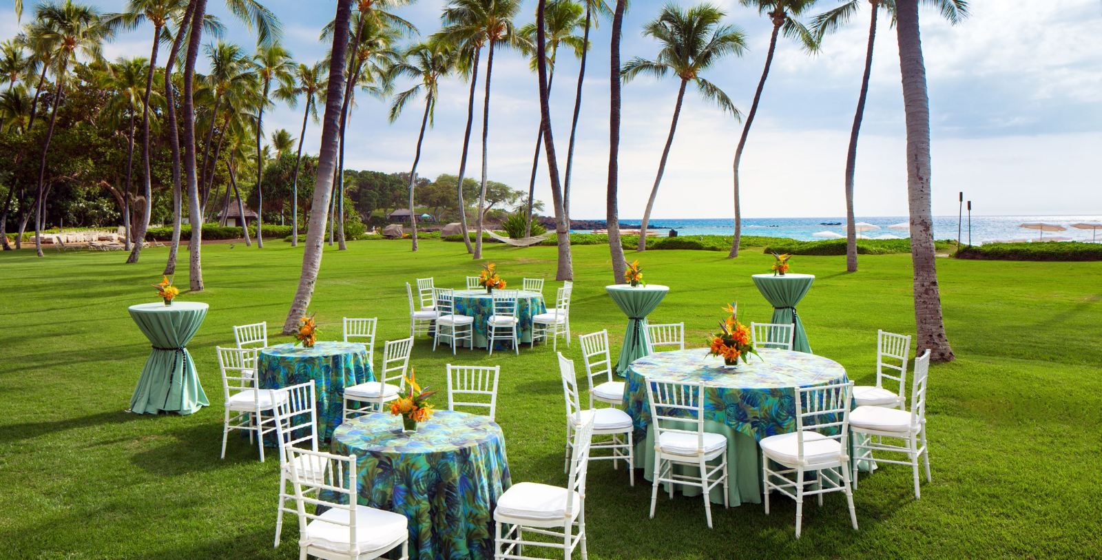 Image of Event on South Pointe Lawn, Mauna Kea Beach Hotel, Kohala Coast, Hawaii, 1965, Member of Historic Hotels of America, Special Occasions