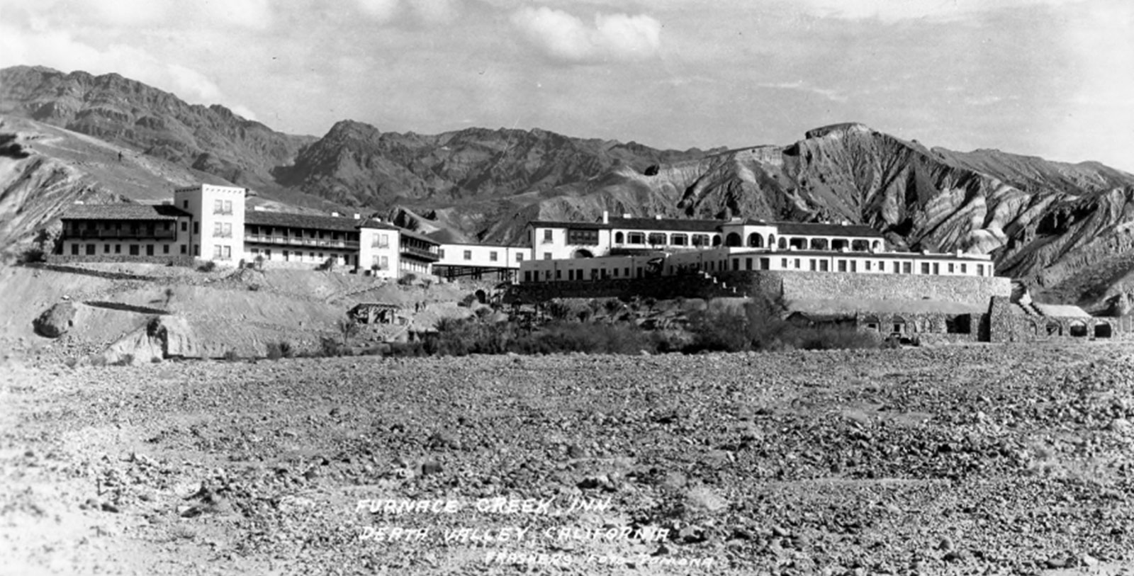 Image of Historic Hotel Exterior with Fountain The Inn at Death Valley, 1927, Member of Historic Hotels of America, in Death Valley, California, History