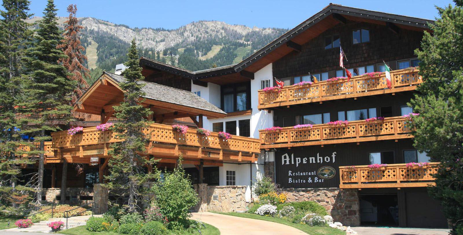 Image of Hotel Exterior at Alpenhof Lodge, 1965, Member of Historic Hotels of America, in Teton Village, Wyoming, Special Offers, Discounted Rates, Families, Romantic Escape, Honeymoons, Anniversaries, Reunions