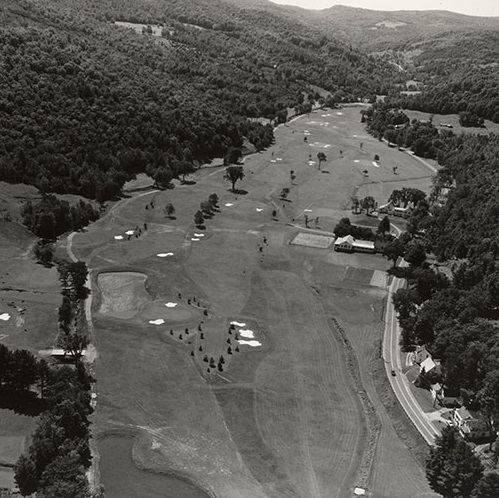 Historical Image of Golf Course Aerial View, 1793, Member of Historic Hotels of America, in Woodstock, Vermont.