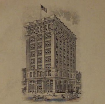 Historical Drawing of Exterior, 21c Museum Hotel Lexington by MGallery, 1914, Member of Historic Hotels of America, in Lexington, Kentucky.