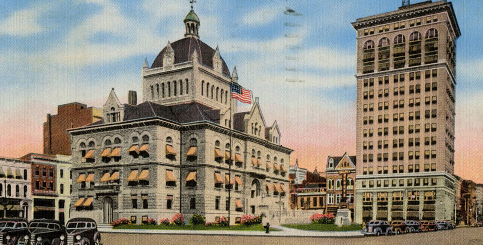 Historical Image of Exterior with Fayette County Courthouse, 21c Museum Hotel Lexington by MGallery, 1914, Member of Historic Hotels of America, in Lexington, Kentucky..