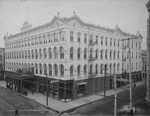Historical Image of Exterior Circa 1910, Capital Hotel, 1873, Member of Historic Hotels of America, in Little Rock, Arkansas.