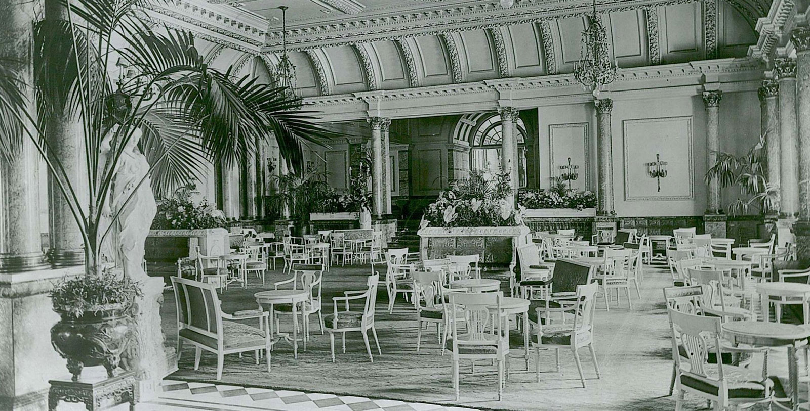 Historic Image of the Thames Foyer at The Savoy London, 1889, Member of Historic Hotels Worldwide, in London, England, United Kingdom, Discover