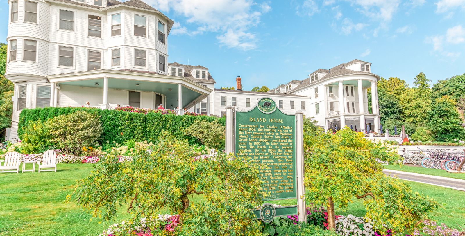 Image of Historic Sign, Island House Hotel in Mackinac Island, Michigan, 1852, Member of Historic Hotels of America, Experience