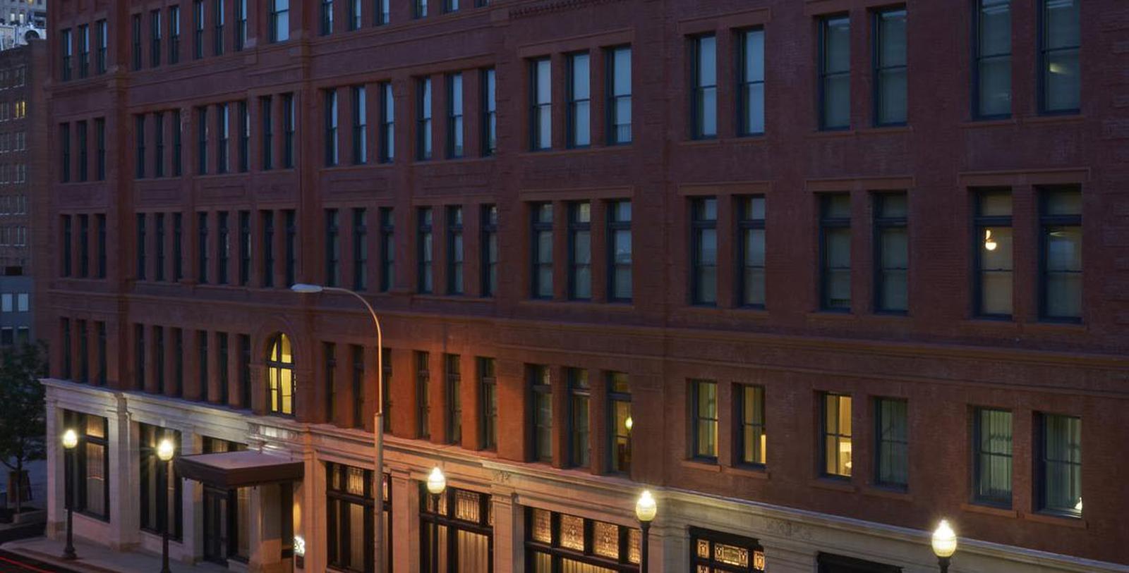 Discover the unique Arts & Crafts-style architecture of the 21c Museum Hotel Kansas City.