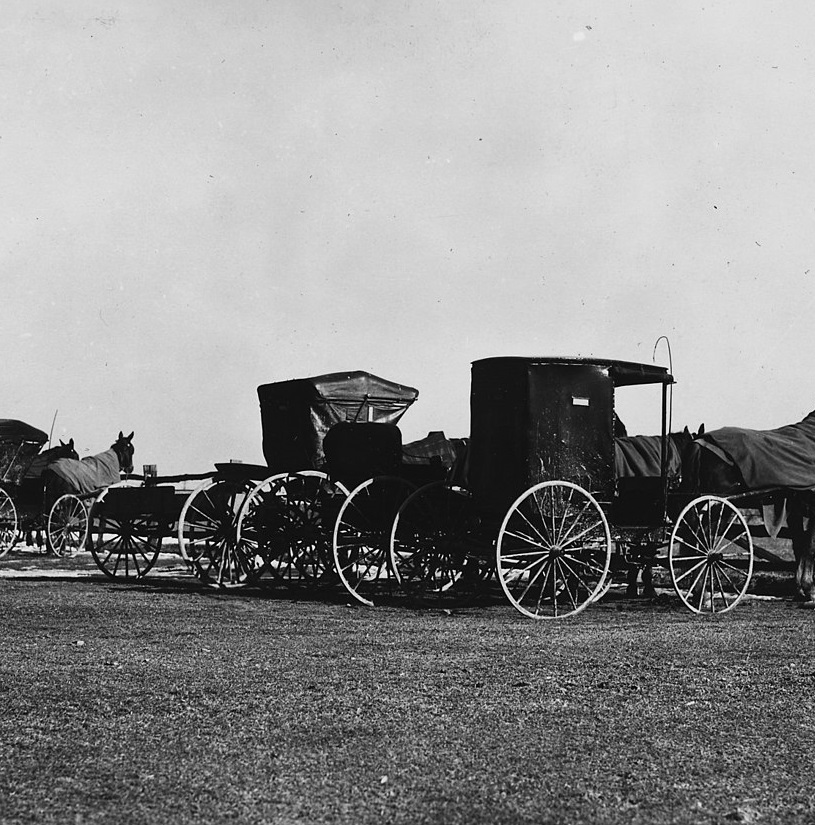 Historical Image of Amish Carriages in Lancaster County, The Inn at Leola Village, Est. 1867, Member of Historic Hotels of America, in Leola, Pennsylvania.