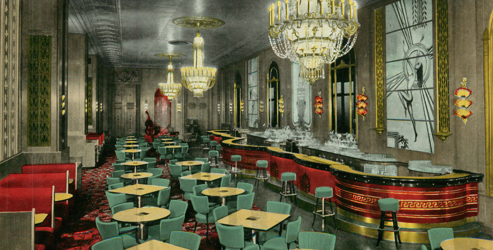 Historic Postcard of Schroeder Hotel Cocktail Lounge, Hilton Milwaukee City Center, 1927, Member of Historic Hotels of America, Milwaukee, Wisconsin, Discover