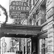 Historical Image of Hotel Sign Circa 1962, The Pfister Hotel, 1893, Member of Historic Hotels of America, in Milwaukee, Wisconsin.